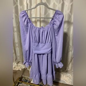 NWT Purple Lavender Long Sleeve Open Back Dress